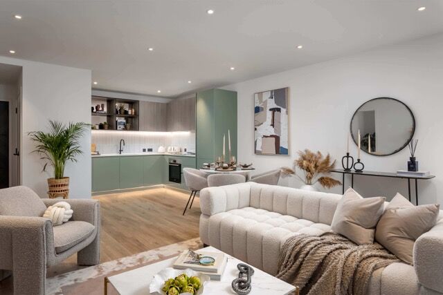 Modern 1-bedroom apartment in Southall, London with stylish interior and open-plan living space.