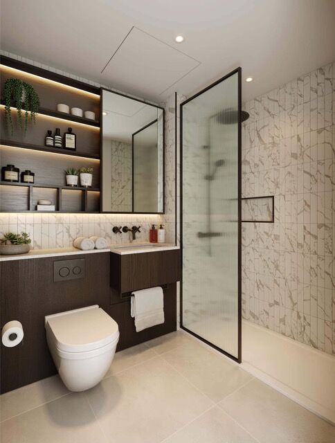 Bright bathroom with modern fixtures and canal views in Bethnal Green London.