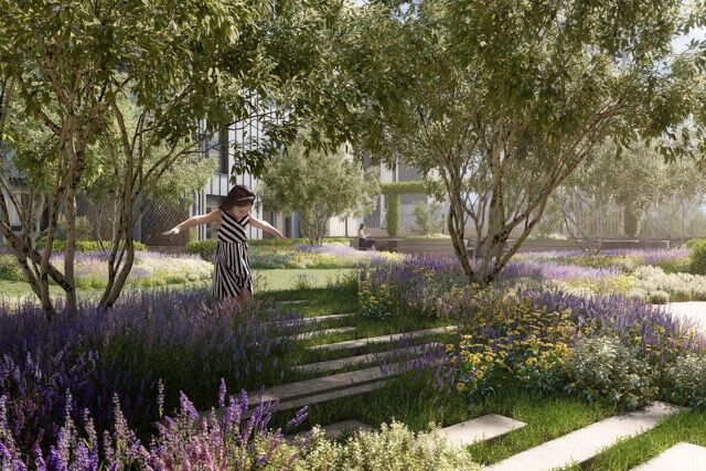 Elegant garden view of Wandsworth luxury properties in London.