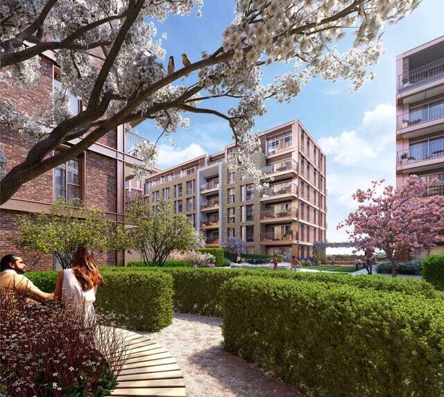 Modern apartment with garden views in Fulham, London.