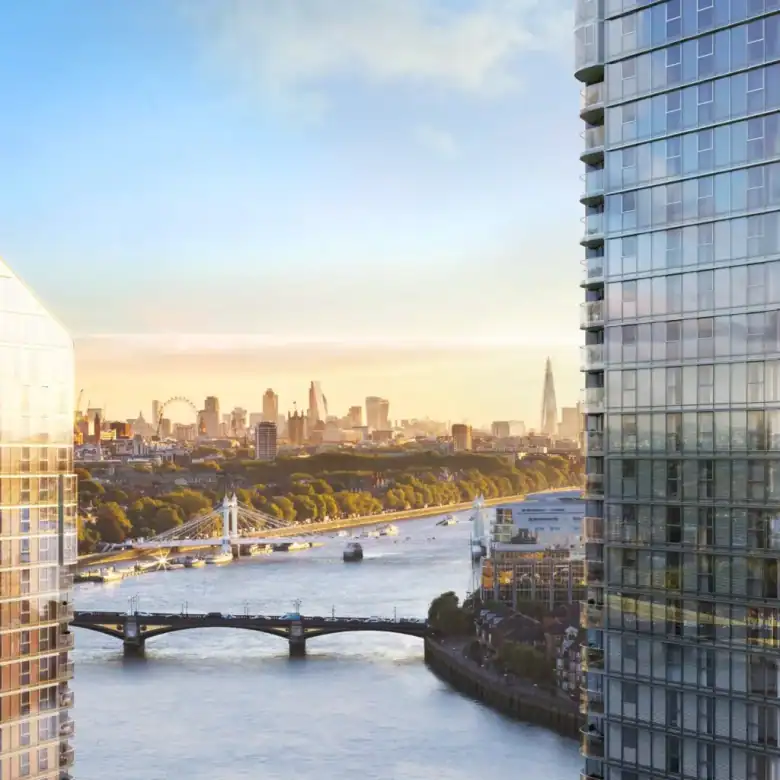 Luxury Chelsea waterfront residences with stunning views of the Thames in London.