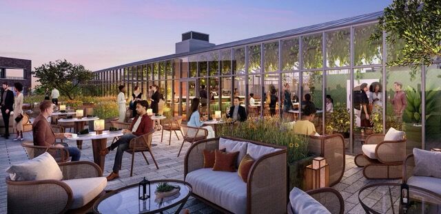 Luxury rooftop lounge with city views in Camden, London. Perfect for relaxing and socializing in a v.