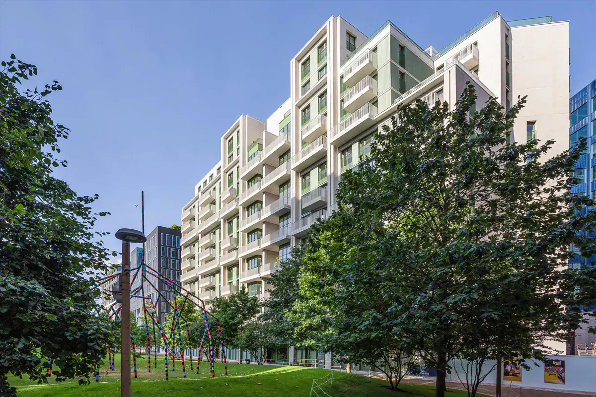 Modern luxury apartments near top universities in King's Cross, London.