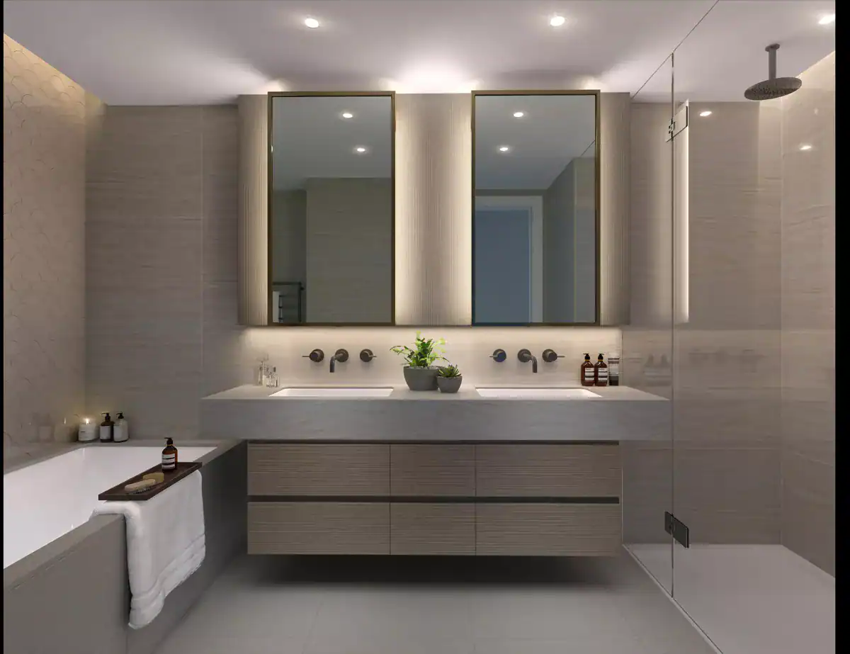 Luxury Chelsea waterfront residence bathroom with modern fixtures and elegant design.