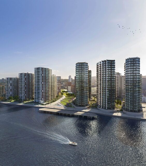 Luxury 2-bedroom apartment with river views in Woolwich, London.