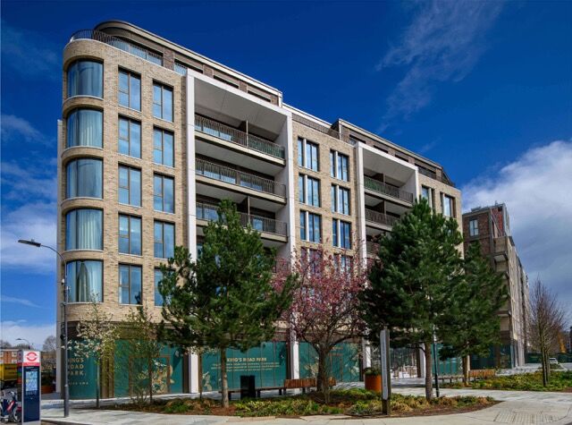 Luxury apartment building in Fulham, London with modern design and spacious balconies.