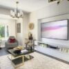 Spacious living room with contemporary decor, large windows, and elegant furnishings in Hildenboroug.