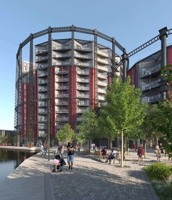 Apartment building in Bethnal Green showcasing contemporary design and lively arts community.