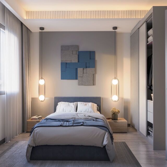 Modern bedroom with stylish decor in Mezitli Mersin apartment.