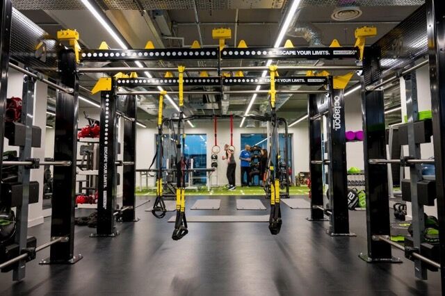 State-of-the-art gym equipment in a modern fitness center in East London.