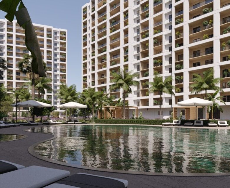 Luxury apartments with access to Aqua Park and scenic pool views in Mersin.