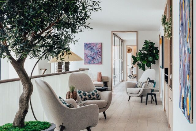 Elegant interior of a riverside apartment in One Nine Elms, London, showcasing modern design and sce.