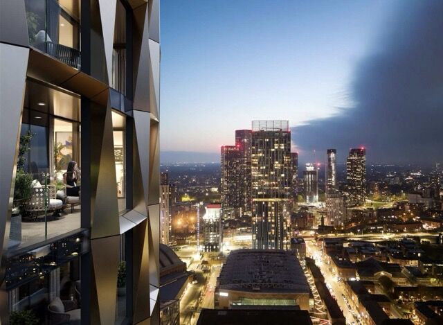 Luxury branded residences with stunning city views in Manchester. Modern living spaces in a prestigi.