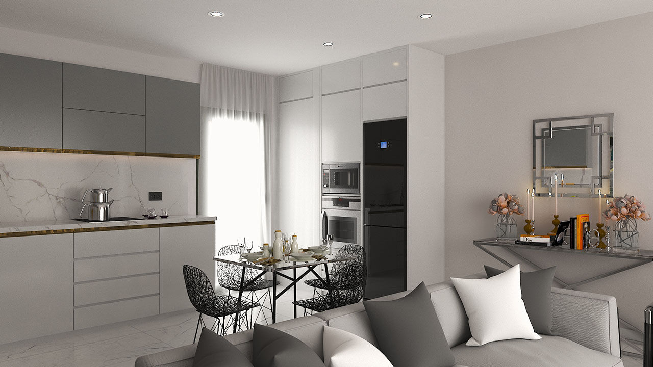 Modern flats with smart home technology in a gated complex in Bodrum, Mugla. Stylish, secure, and pe.