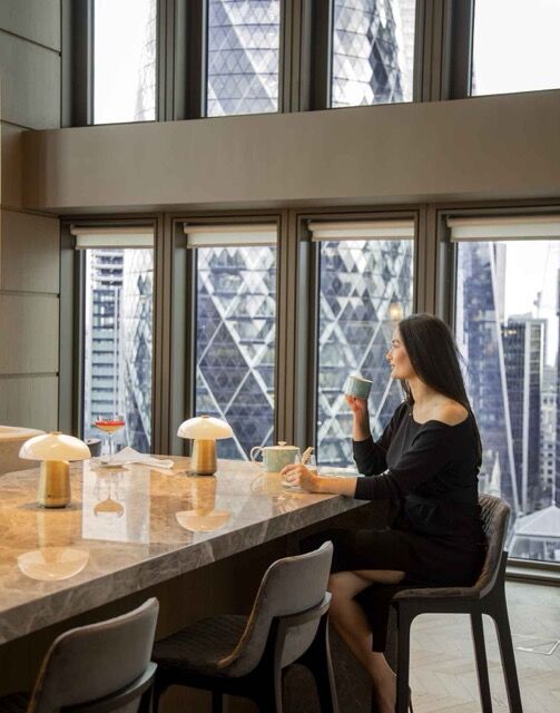 Luxury apartment with panoramic city views at Pan Pacific London.