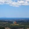 Panoramic view of Massa Marittima with lush green landscapes and distant sea horizon.