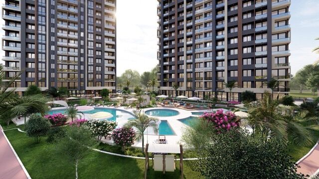 Modern luxury apartments with swimming pools in Mersin, perfect for investment and comfortable livin.