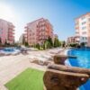 Pool and outdoor lounging area at Privilege Fort Noks in Elenite, Bulgaria.