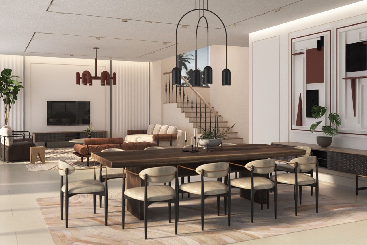 Luxurious Dubai property featuring contemporary design, spacious dining, and elegant living space in.