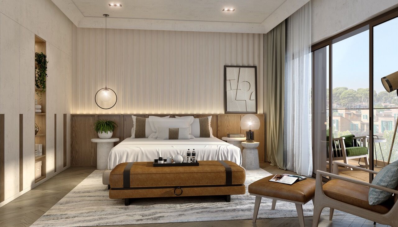 Luxury Dubai apartment with modern interior and scenic city views.