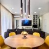 Spacious living room with modern furniture, TV, and elegant decor in Omega Resort, Ravda.