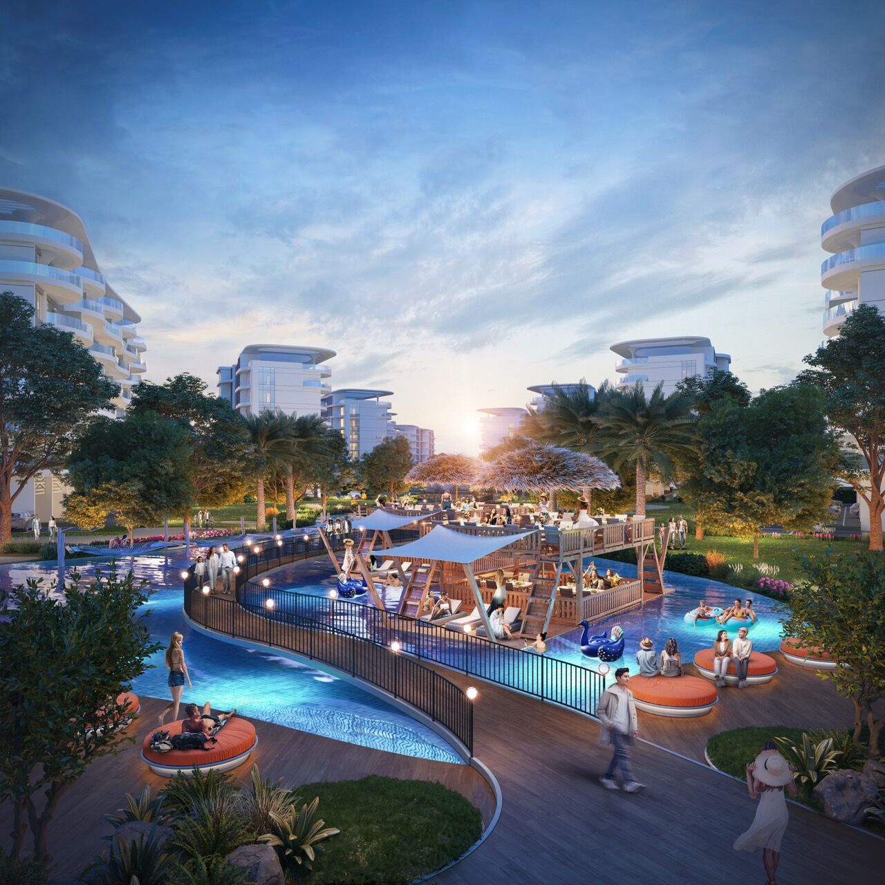 Modern lagoon-facing apartments with Mediterranean charm in Dubai.