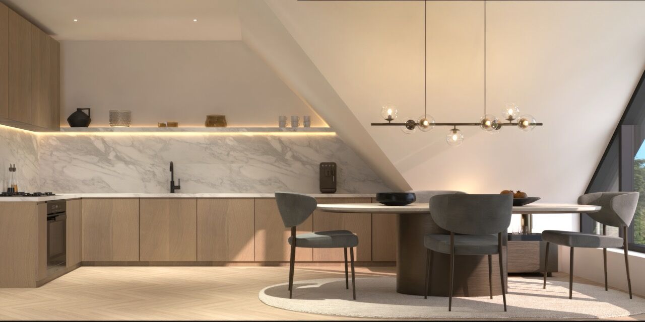 Contemporary kitchen in West London with sleek design and minimalist decor.