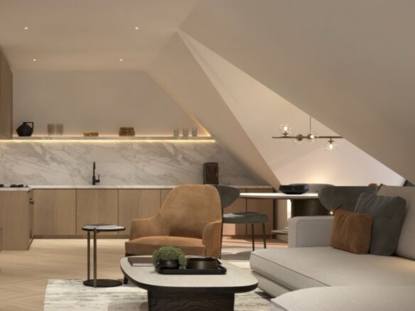 Bright and spacious living room with modern decor and city views.
