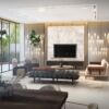 Stylish contemporary interior featuring a cozy seating area and scenic outdoor views.