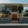 Modern Marrakech luxury villa with stylish architecture and lush landscaping. Perfect for upscale li.