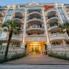 Elegant exterior of VENERA Palace luxury apartment building in Sunny Beach.