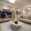 Elegant living room with modern coastal design in Mahmutlar, Alanya, featuring stylish furniture and.