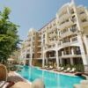Elegant apartment building with a swimming pool at Dream Island, Sunny Beach.
