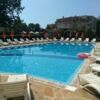 Pool area at Blue Summer complex in Sunny Beach, Bulgaria, ideal for relaxing holidays.