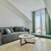 Modern living room in Sea Lighthouse apartment near Sveti Vlas, 200m from the sea.