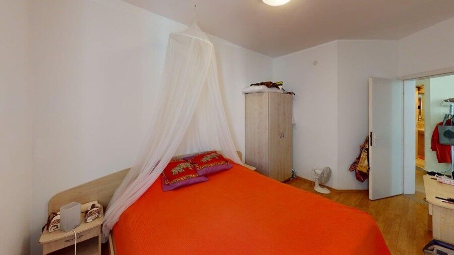 Interior view of a spacious 2-bedroom apartment in Sunny Beach with bright decor and modern furnishi.