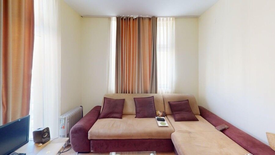 Interior of a spacious 2-bedroom apartment with modern furnishings in Sunny Beach, Bulgaria.