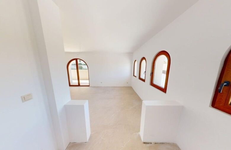 Bright ground floor apartment with white walls and wooden arched windows in Grand Village, close to.
