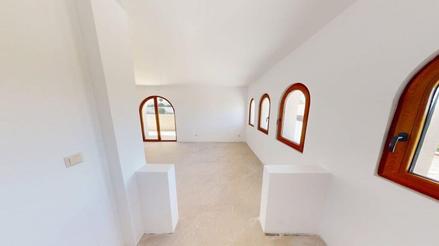 Bright ground floor apartment with white walls and wooden arched windows in Grand Village, close to.