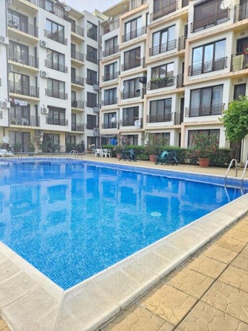 Bright apartment with pool view in Amber Beach, Sunny Beach resort.