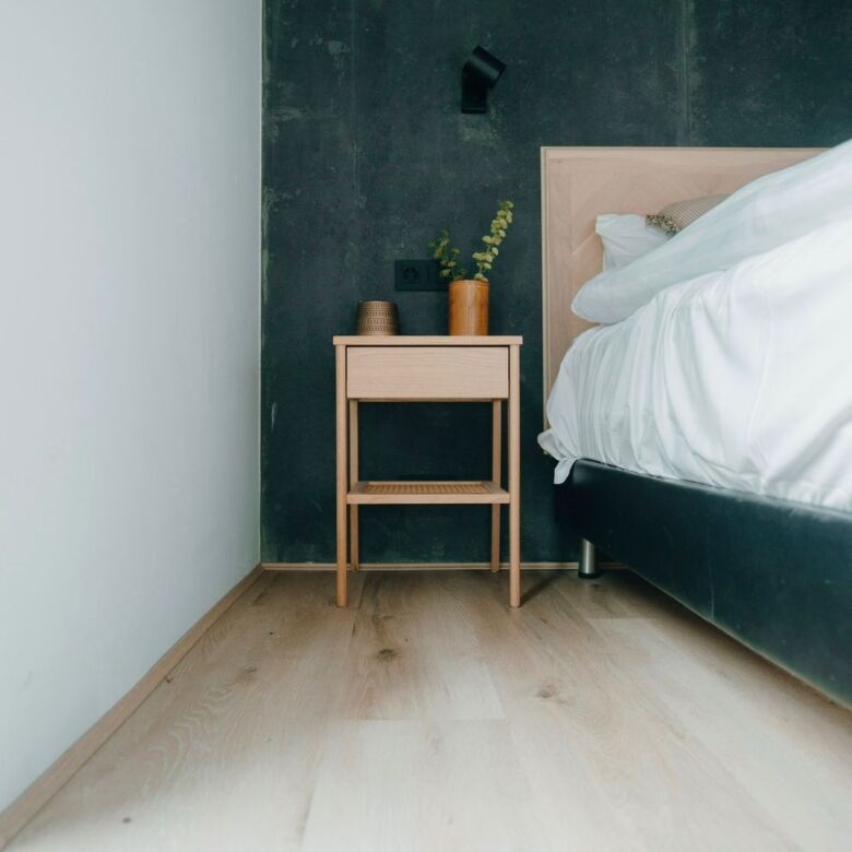 Geothermal designer villa bedroom in Reykjavik with modern decor and minimalist style.