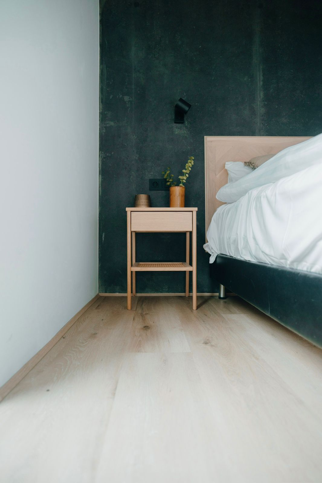 Geothermal designer villa bedroom in Reykjavik with modern decor and minimalist style.
