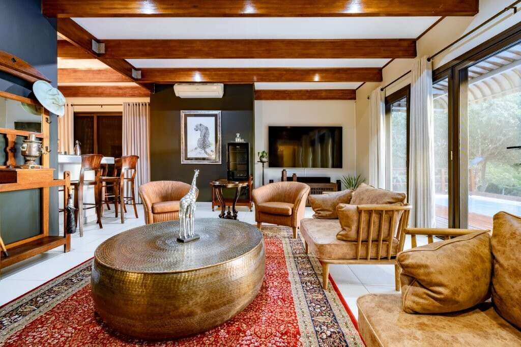 Elegant interior of a luxury estate with two homes for sale in Hluhluwe, Kwa-Zulu Natal, showcasing.