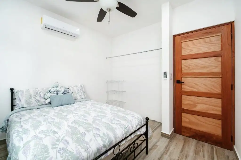 Modern bedroom in Ocean Waves Condo Resort in Pedasi, Panama.