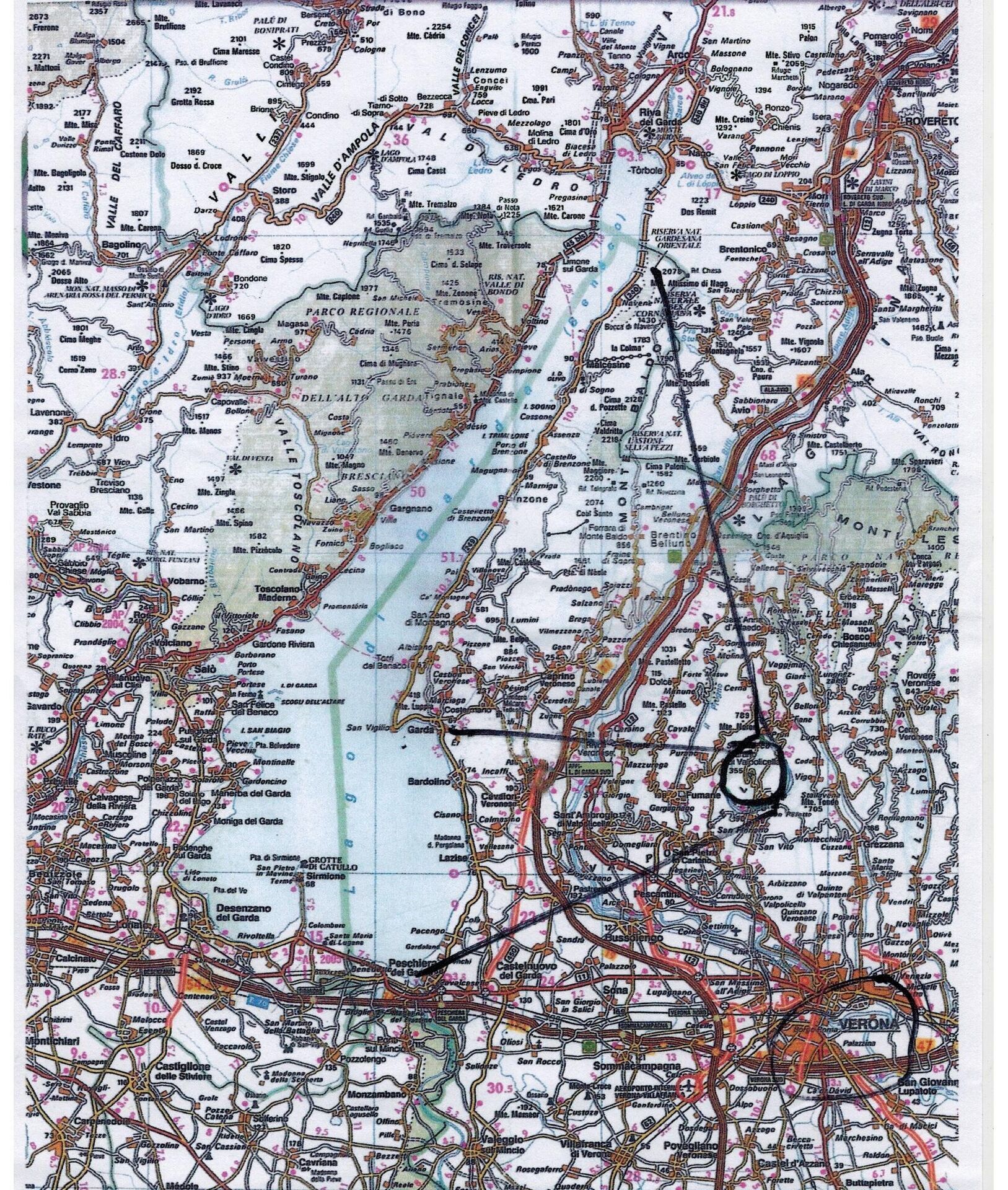 Beautiful map of Negrar di Verona highlighting local estate properties for sale.