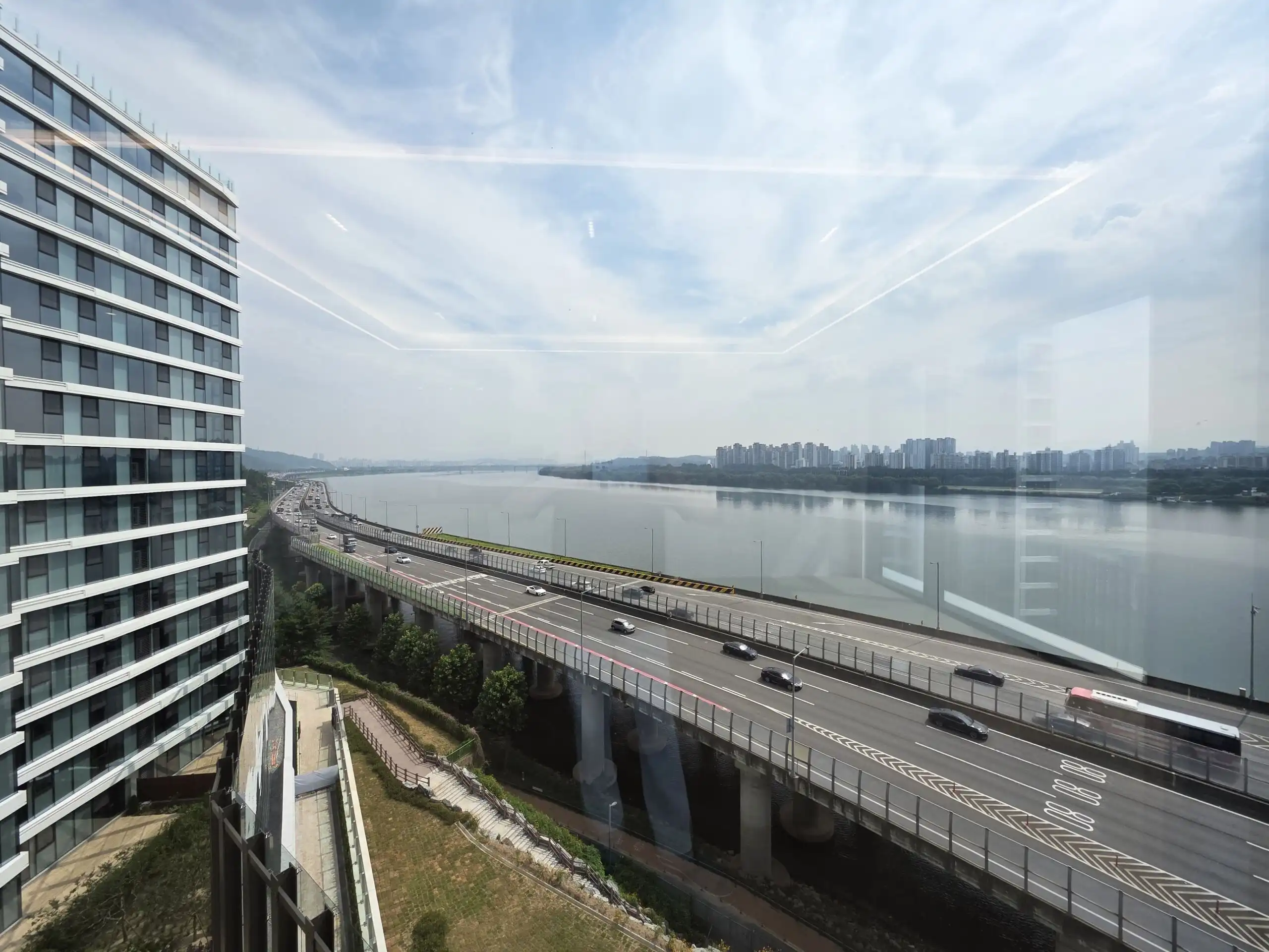 Luxury apartment overlooking the Han River in Seoul, South Korea.