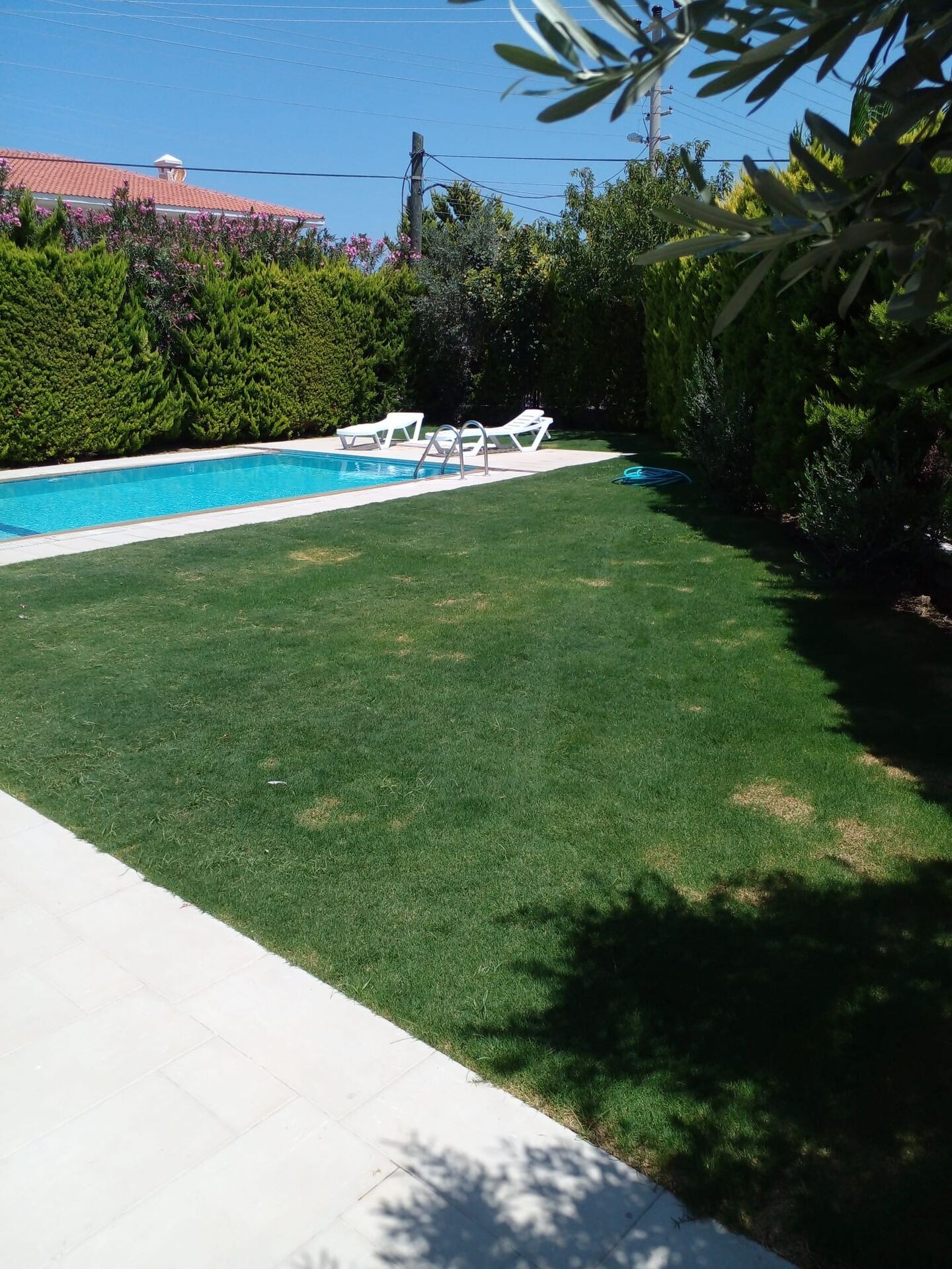 Luxury 3 Bed Villa in Cesme with Pool Pool and garden of a luxury 3-bedroom villa in Cesme, perfect for relaxing and enjoying outdoor livi.