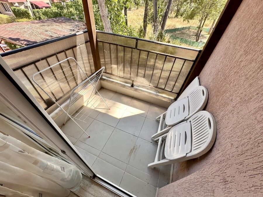 Comfortable balcony with pool views in Sunny Beach.