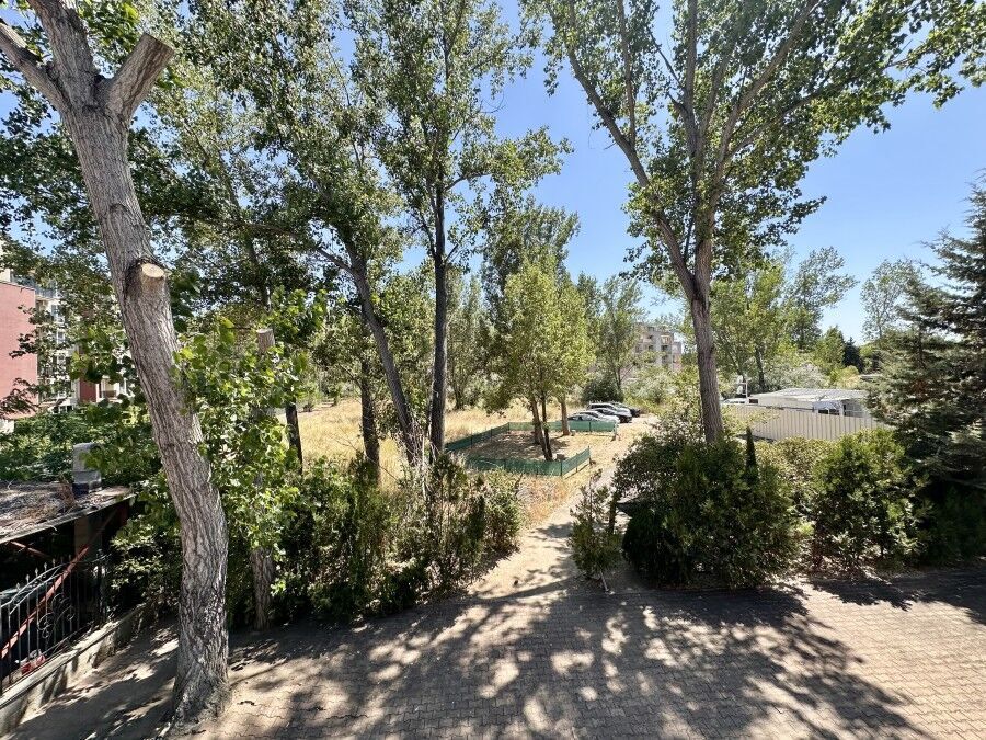 Bright view of trees and outdoor space from the apartment in Sunny Beach. Perfect for relaxing and e.