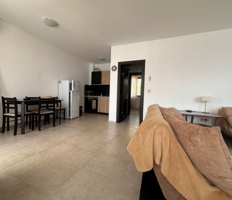 Bright 2-bedroom apartment with large veranda and direct pool access in Nessebar View complex.